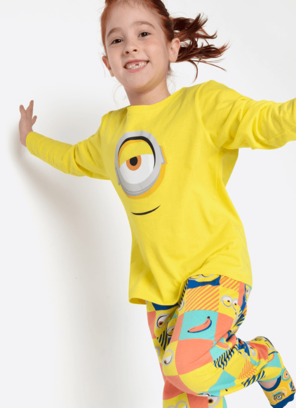 Pijama Manga Longa Algodão Menina Minions - Imagem 2