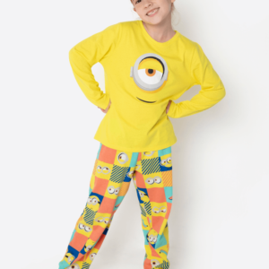 Pijama Manga Longa Algodão Menina Minions