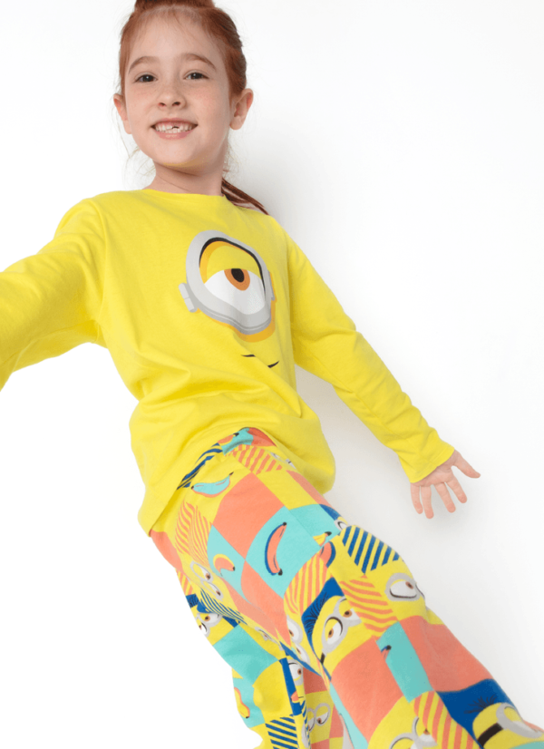 Pijama Manga Longa Algodão Menina Minions - Imagem 3