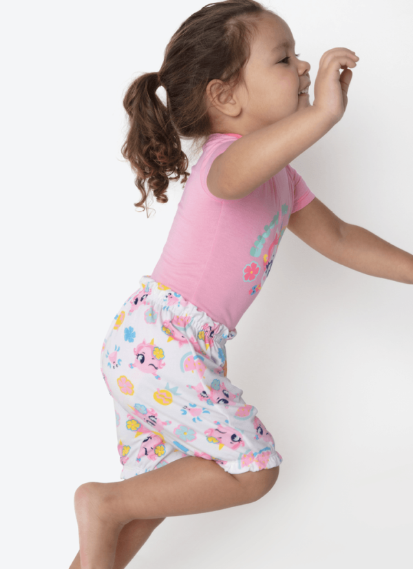 Pijama Manga Curta Viscolycra Bebê Menina Unicórnio Aloha - Imagem 3