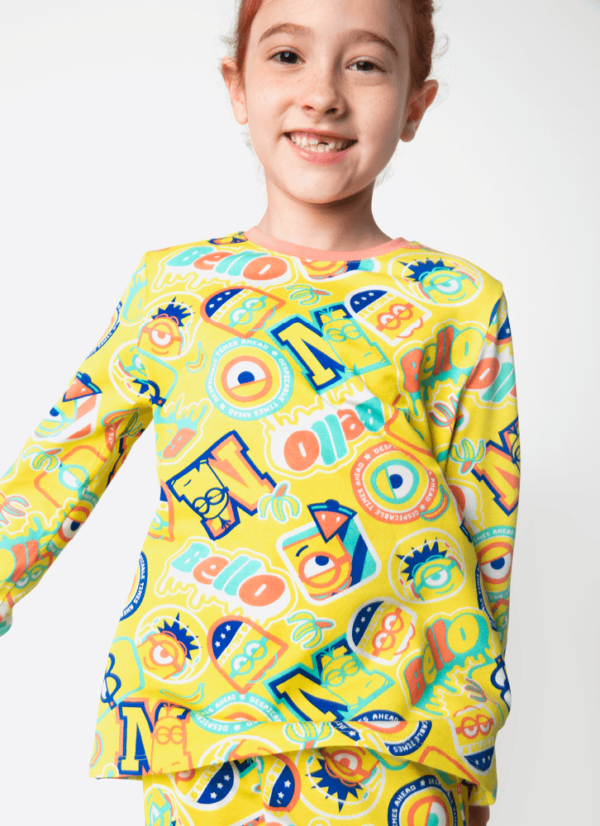 Pijama Manga Longa Viscolycra Menina Minions - Imagem 2