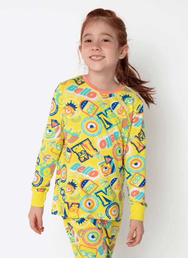 Pijama Manga Longa Viscolycra Menina Minions - Imagem 4