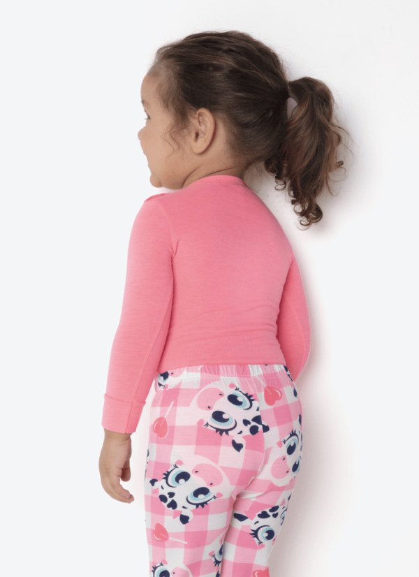 Pijama Manga Longa Viscolycra Bebê Menina Vaca Romântica - Imagem 4