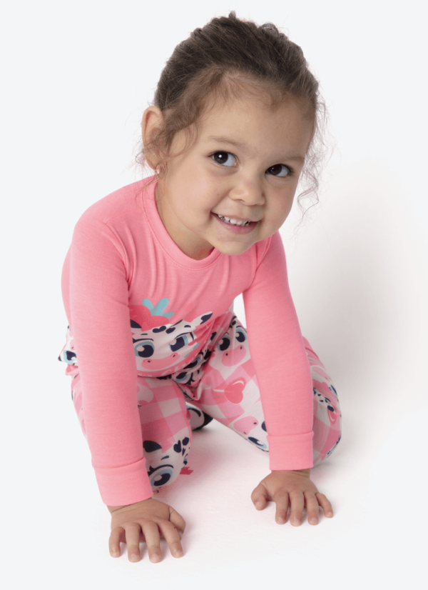 Pijama Manga Longa Viscolycra Bebê Menina Vaca Romântica - Imagem 2