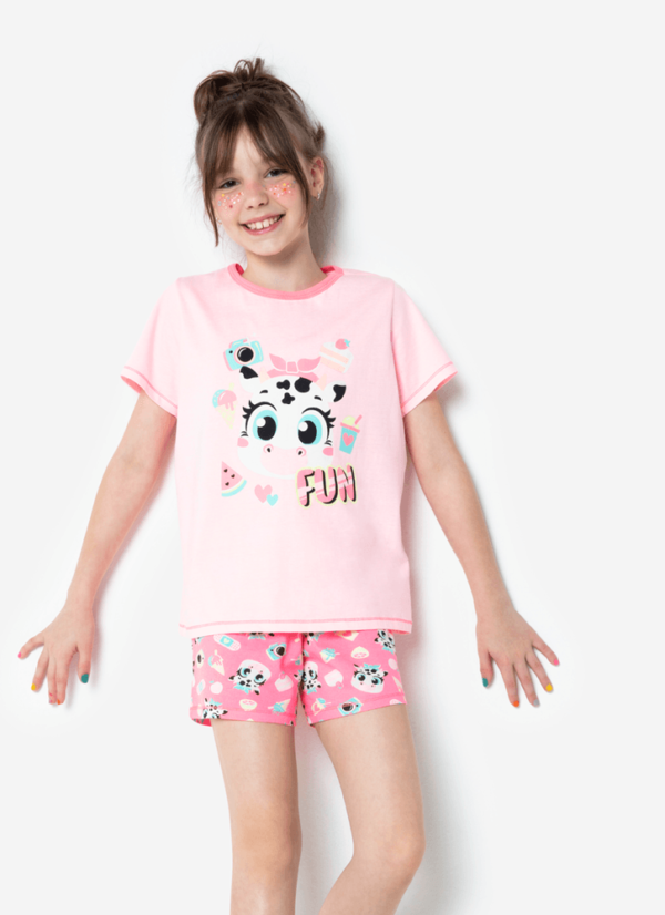 Pijama Manga Curta Menina Teen Algodão Vaca - Imagem 4