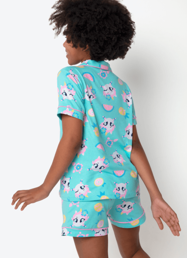 Pijama Manga Curta Viscolycra Menina Teen Unicórnio Aloha - Imagem 4