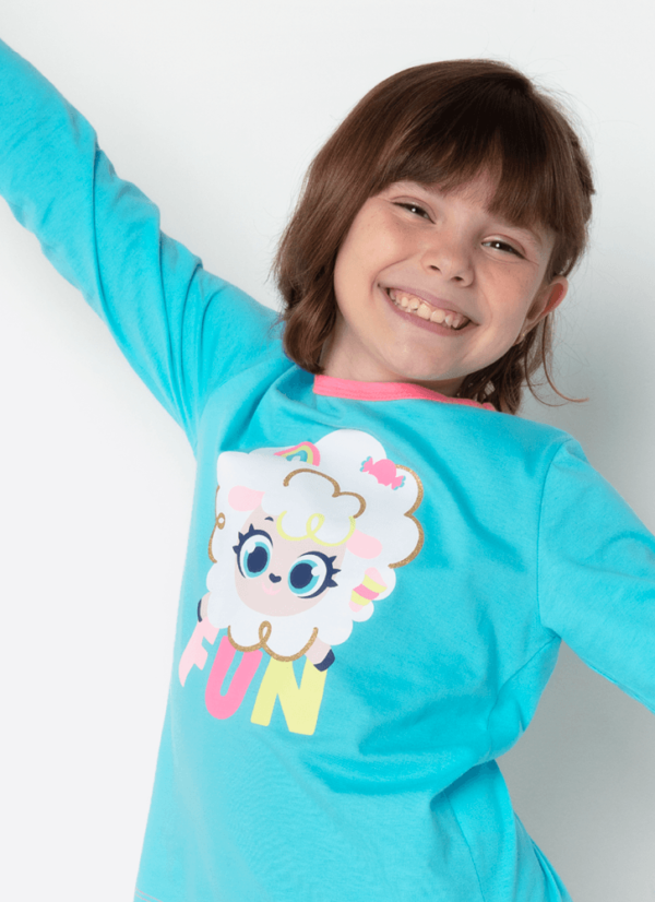 Pijama Manga Longa Menina Ovelha - Imagem 2