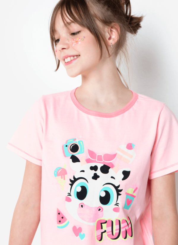 Pijama Manga Curta Menina Teen Algodão Vaca - Imagem 3