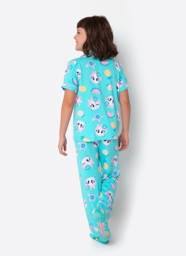 Pijama Manga Curta Viscolycra Menina Unicórnio Aloha - Imagem 3
