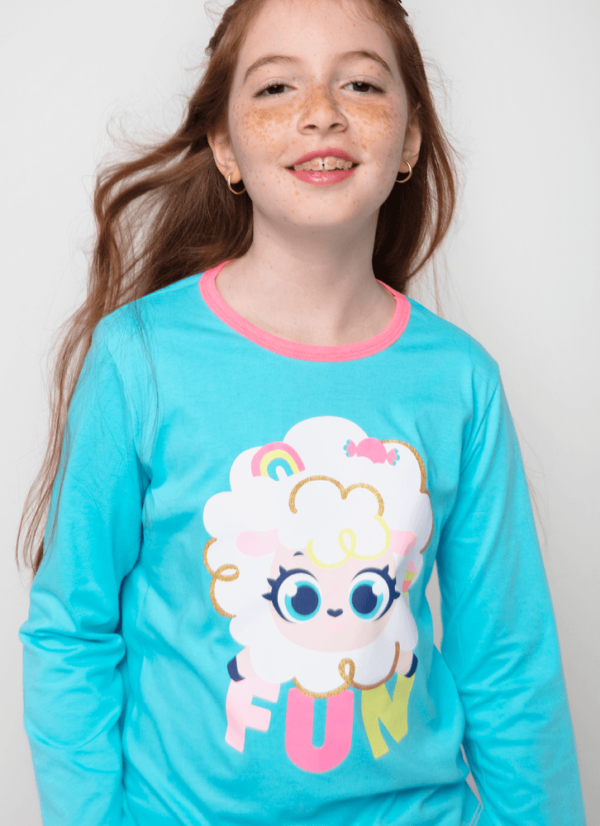 Pijama Manga Longa Algodão Menina Teen Ovelha - Imagem 2