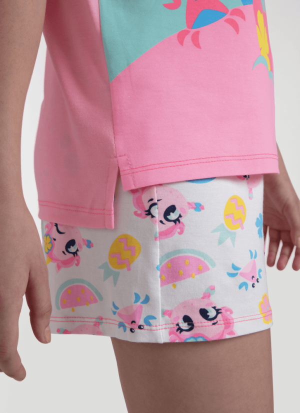 Pijama Manga Curta Viscolycra Menina Teen Unicórnio Aloha - Imagem 3