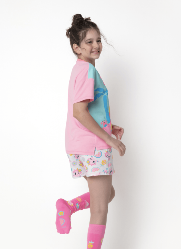 Pijama Manga Curta Viscolycra Menina Teen Unicórnio Aloha - Imagem 4