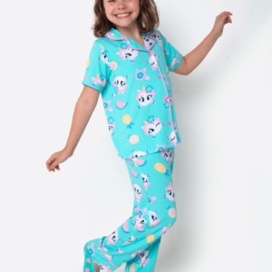 Pijama Manga Curta Viscolycra Menina Unicórnio Aloha