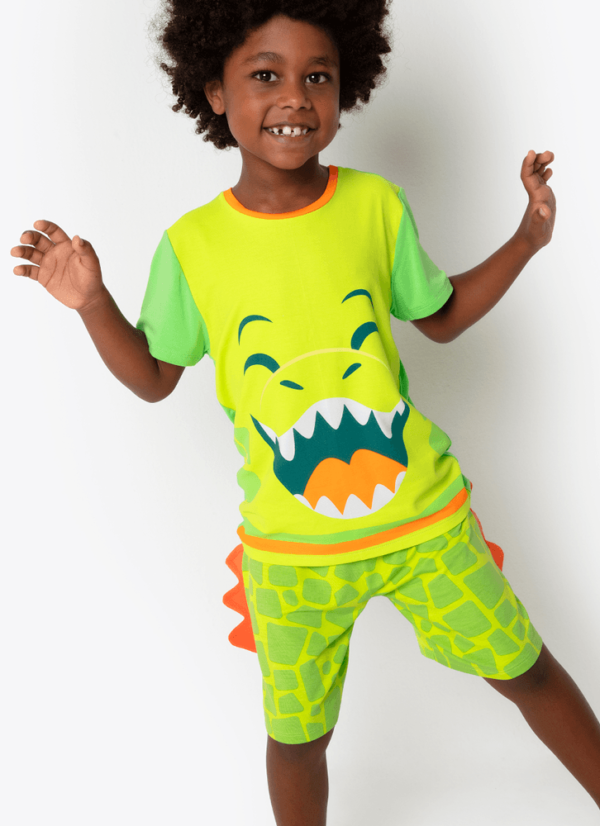 Pijama Manga Curta Fantasia Viscolycra Menino Dino