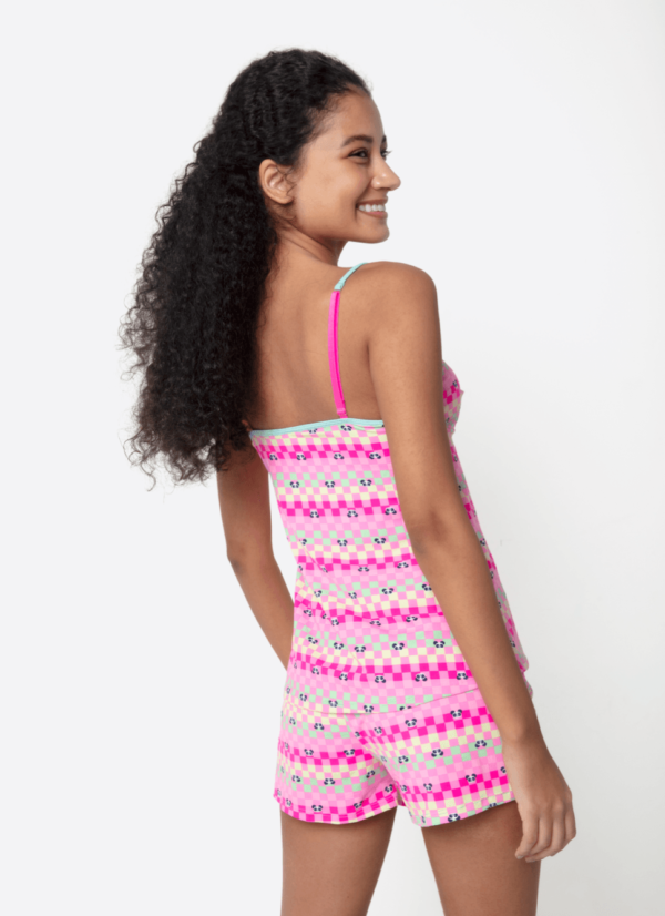 Pijama Regata Microfibra Feminino Panda Miami - Imagem 2