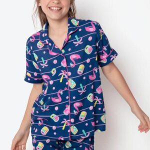 Pijama Manga Curta Viscose Menina Teen Panda Miami
